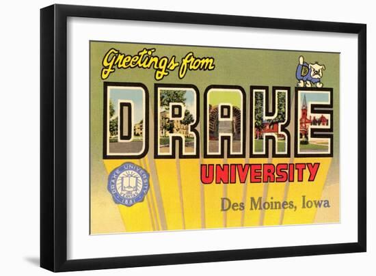 Greetings from Drake University, des Moines, Iowa-null-Framed Art Print
