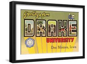 Greetings from Drake University, des Moines, Iowa-null-Framed Art Print