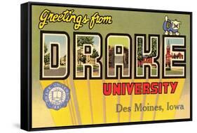 Greetings from Drake University, des Moines, Iowa-null-Framed Stretched Canvas