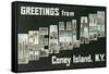 Greetings from Dreamland, Coney Island, New York-null-Framed Stretched Canvas