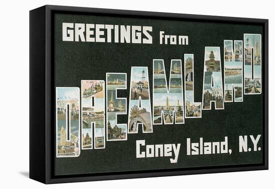 Greetings from Dreamland, Coney Island, New York-null-Framed Stretched Canvas