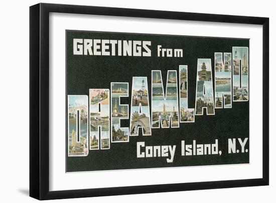 Greetings from Dreamland, Coney Island, New York-null-Framed Art Print