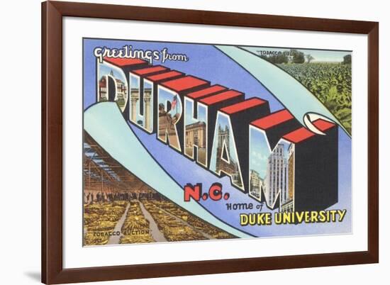 Greetings from Durham, North Carolina-null-Framed Premium Giclee Print