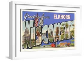 Greetings from Elkhorn, Wisconsin-null-Framed Art Print