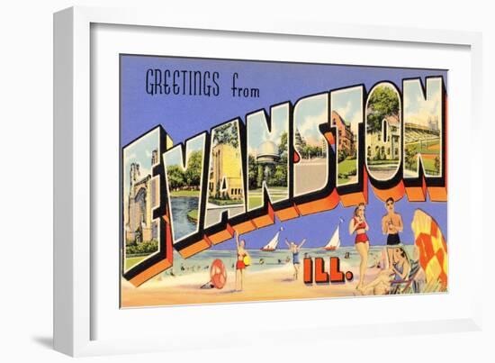 Greetings from Evanston, Illinois-null-Framed Art Print