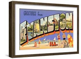 Greetings from Evanston, Illinois-null-Framed Art Print