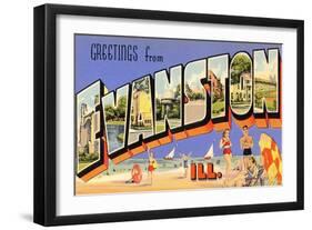 Greetings from Evanston, Illinois-null-Framed Art Print