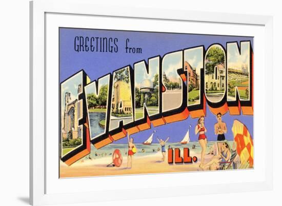 Greetings from Evanston, Illinois-null-Framed Art Print