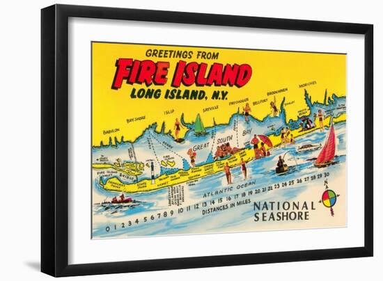 Greetings from Fire Island, Long Island, New York-null-Framed Art Print