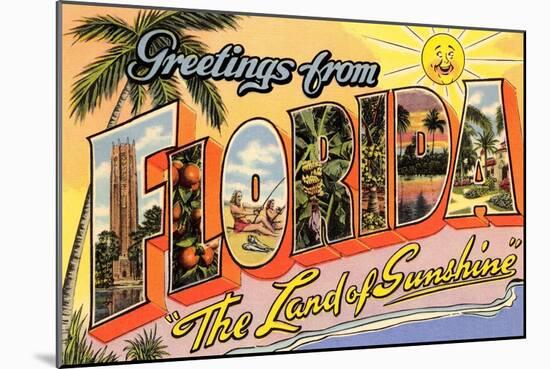 Greetings from Florida, Land of Sunshine-null-Mounted Art Print