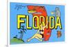 Greetings from Florida, Map-null-Framed Art Print