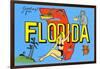 Greetings from Florida, Map-null-Framed Art Print