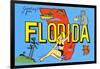 Greetings from Florida, Map-null-Framed Art Print