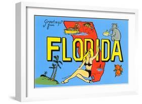 Greetings from Florida, Map-null-Framed Art Print