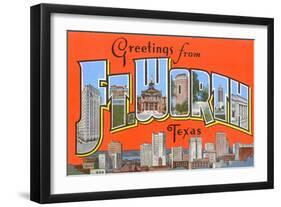 Greetings from Fort Worth, Texas-null-Framed Art Print