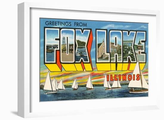 Greetings from Fox Lake, Illinois-null-Framed Art Print