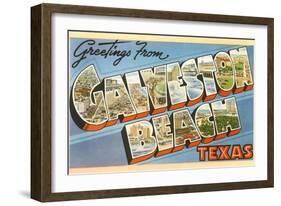 Greetings from Galveston Beach, Texas-null-Framed Art Print