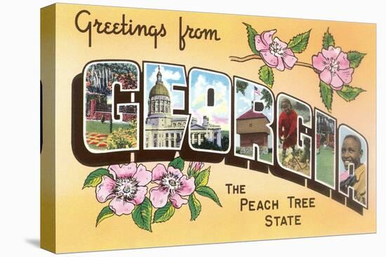 Greetings from Georgia, the Peach Tree State-null-Stretched Canvas