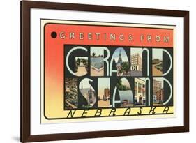 Greetings from Grand Island, Nebraska-null-Framed Premium Giclee Print