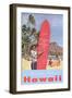 Greetings from Hawaii, Surfboard with Temperature-null-Framed Art Print