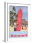 Greetings from Hawaii, Surfboard with Temperature-null-Framed Art Print