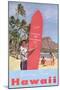 Greetings from Hawaii, Surfboard with Temperature-null-Mounted Art Print