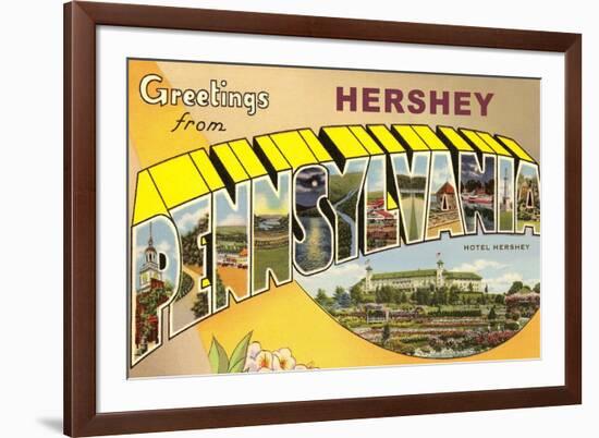 Greetings from Hershey, Pennsylvania-null-Framed Art Print