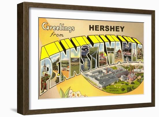 Greetings from Hershey, Pennsylvania-null-Framed Art Print