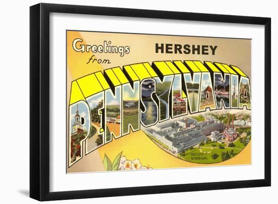 Greetings from Hershey, Pennsylvania-null-Framed Art Print