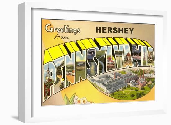 Greetings from Hershey, Pennsylvania-null-Framed Art Print