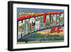 Greetings from Highlands, North Carolina-null-Framed Art Print