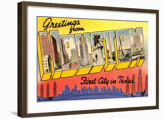 Greetings from Houston, First City in Texas-null-Framed Giclee Print