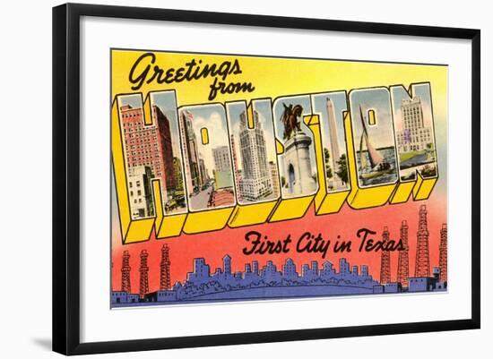 Greetings from Houston, First City in Texas-null-Framed Giclee Print