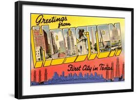 Greetings from Houston, First City in Texas-null-Framed Giclee Print