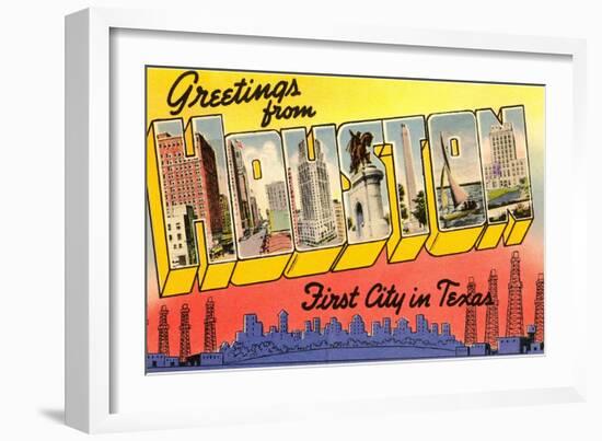 Greetings from Houston, First City in Texas-null-Framed Giclee Print