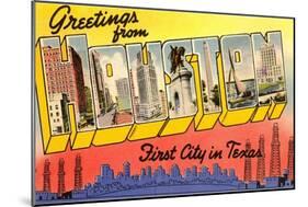 Greetings from Houston, First City in Texas-null-Mounted Giclee Print
