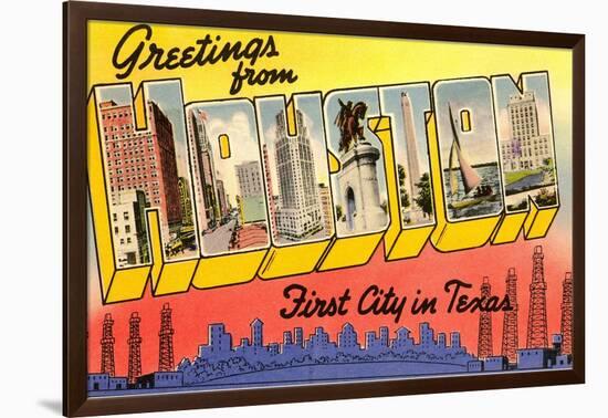 Greetings from Houston, First City in Texas-null-Framed Giclee Print