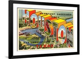 Greetings from Houston, Texas-null-Framed Premium Giclee Print