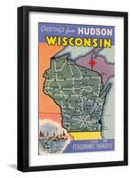 Greetings from Hudson, Wisconsin, the Fisherman's Paradise-null-Framed Art Print