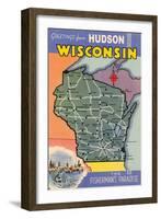 Greetings from Hudson, Wisconsin-null-Framed Art Print