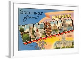 Greetings from Hudson, Wisconsin-null-Framed Art Print