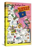 Greetings from Idaho, Map of Highlights-null-Stretched Canvas