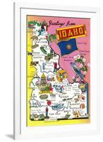 Greetings from Idaho, Map of Highlights-null-Framed Art Print