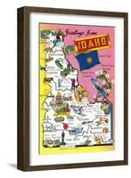 Greetings from Idaho, Map of Highlights-null-Framed Art Print