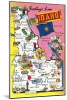 Greetings from Idaho, Map of Highlights-null-Mounted Art Print