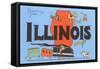 Greetings from Illinois, Cartoon-null-Framed Stretched Canvas