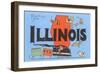 Greetings from Illinois, Cartoon-null-Framed Art Print