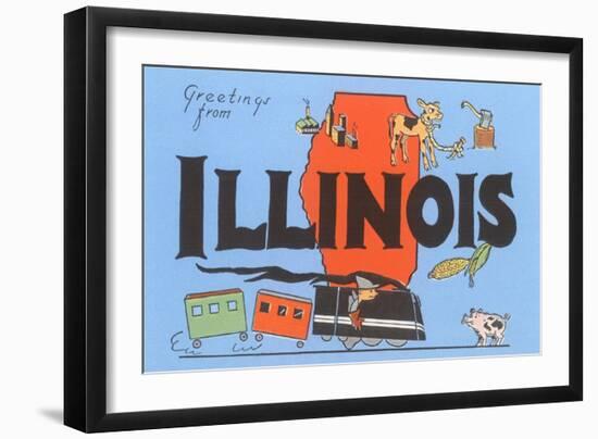 Greetings from Illinois, Cartoon-null-Framed Art Print