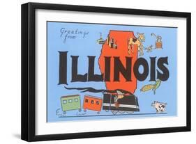 Greetings from Illinois, Cartoon-null-Framed Art Print