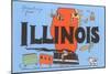 Greetings from Illinois, Cartoon-null-Mounted Art Print